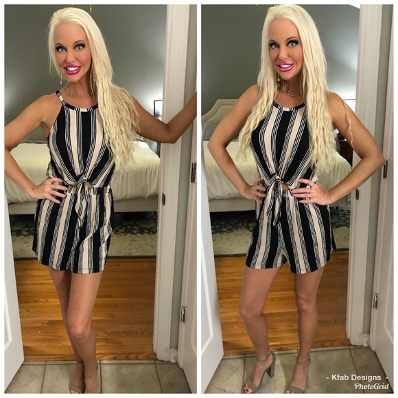 🥰LAST 1! Front Tie Striped Halter Romper! Gorg! - Picture 6 of 7